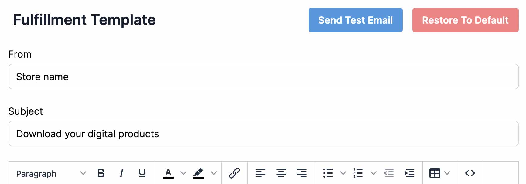 Editing the subject line and From name fields