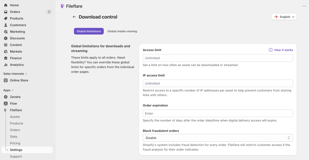 Fileflare download protection controls