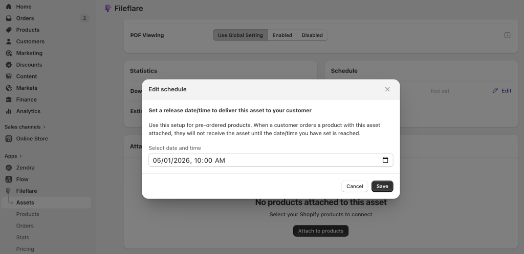 Fileflare schedule asset release date