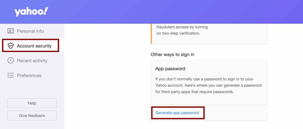 yahoo account security