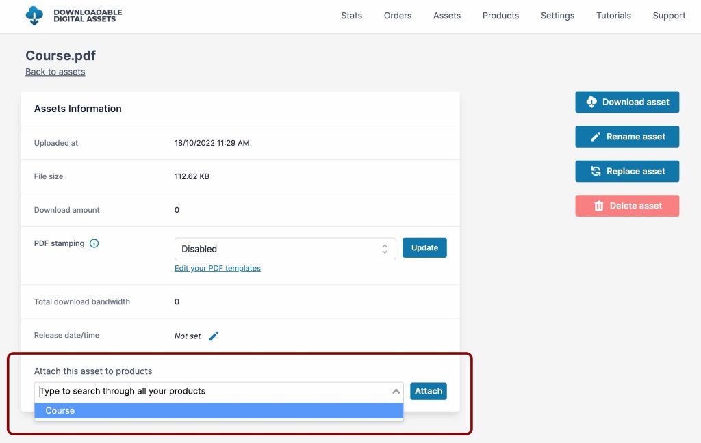 select the product and attach it