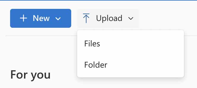 onedrive upload button