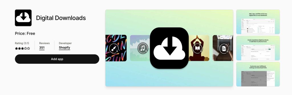 shopify digital downloads app