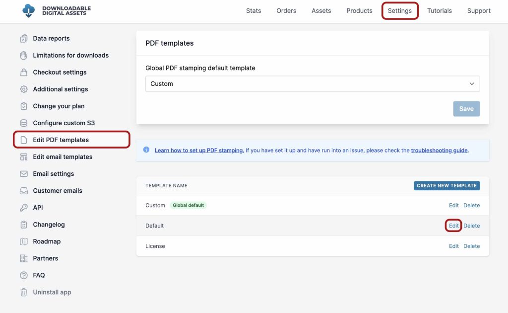 edit default pdf template