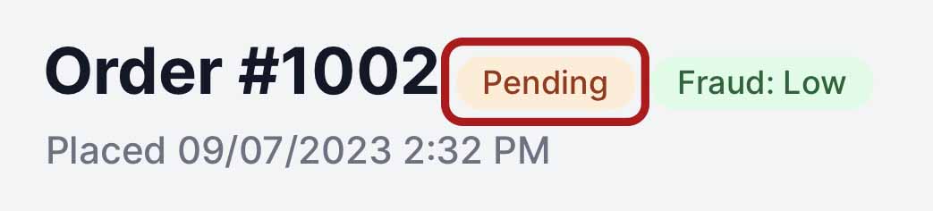Order status showing Pending — no email will send